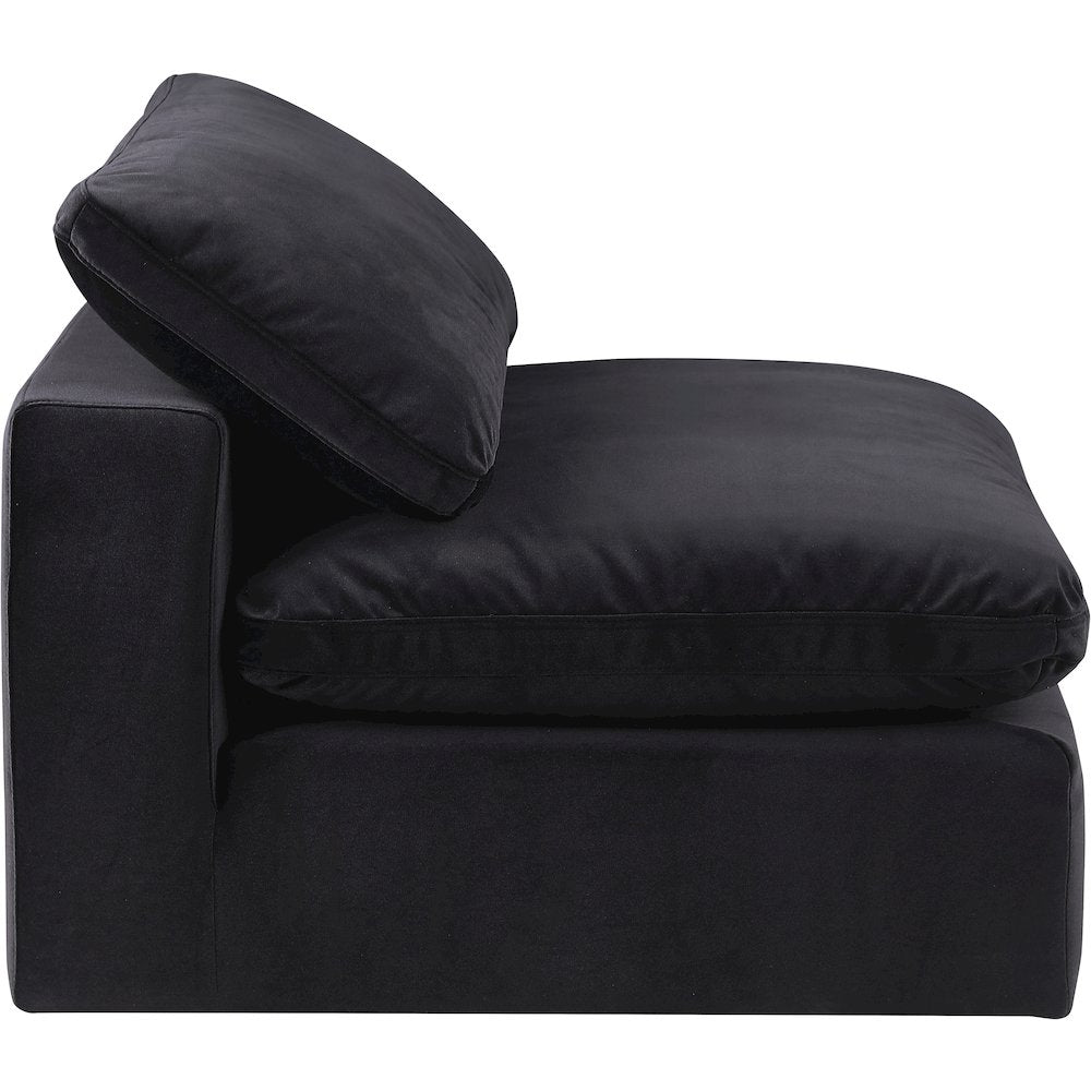 Comfy Black Velvet Modular Armless Chair