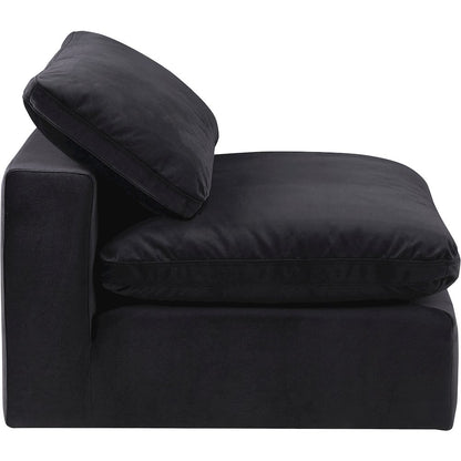 Comfy Black Velvet Modular Armless Chair
