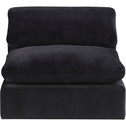 Comfy Black Velvet Modular Armless Chair