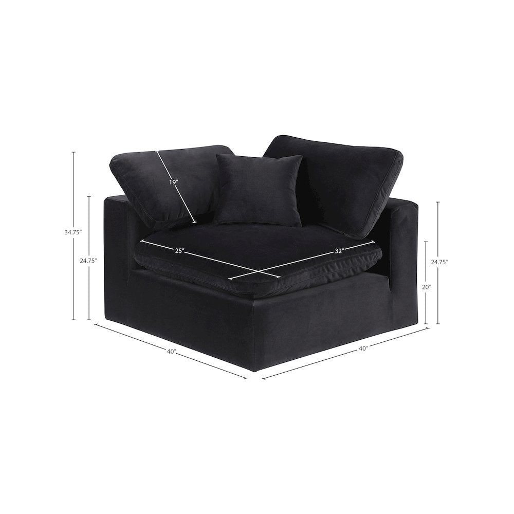 Comfy Black Velvet Modular Corner Chair