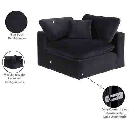 Comfy Black Velvet Modular Corner Chair