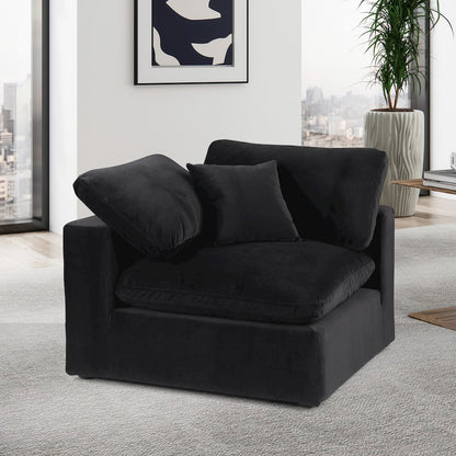 Comfy Black Velvet Modular Corner Chair
