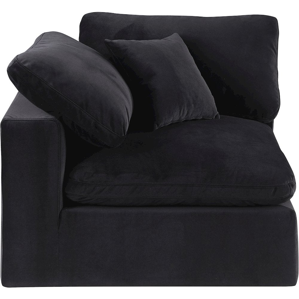 Comfy Black Velvet Modular Corner Chair