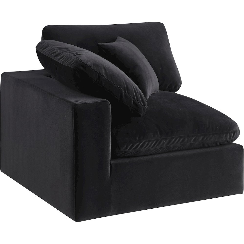 Comfy Black Velvet Modular Corner Chair