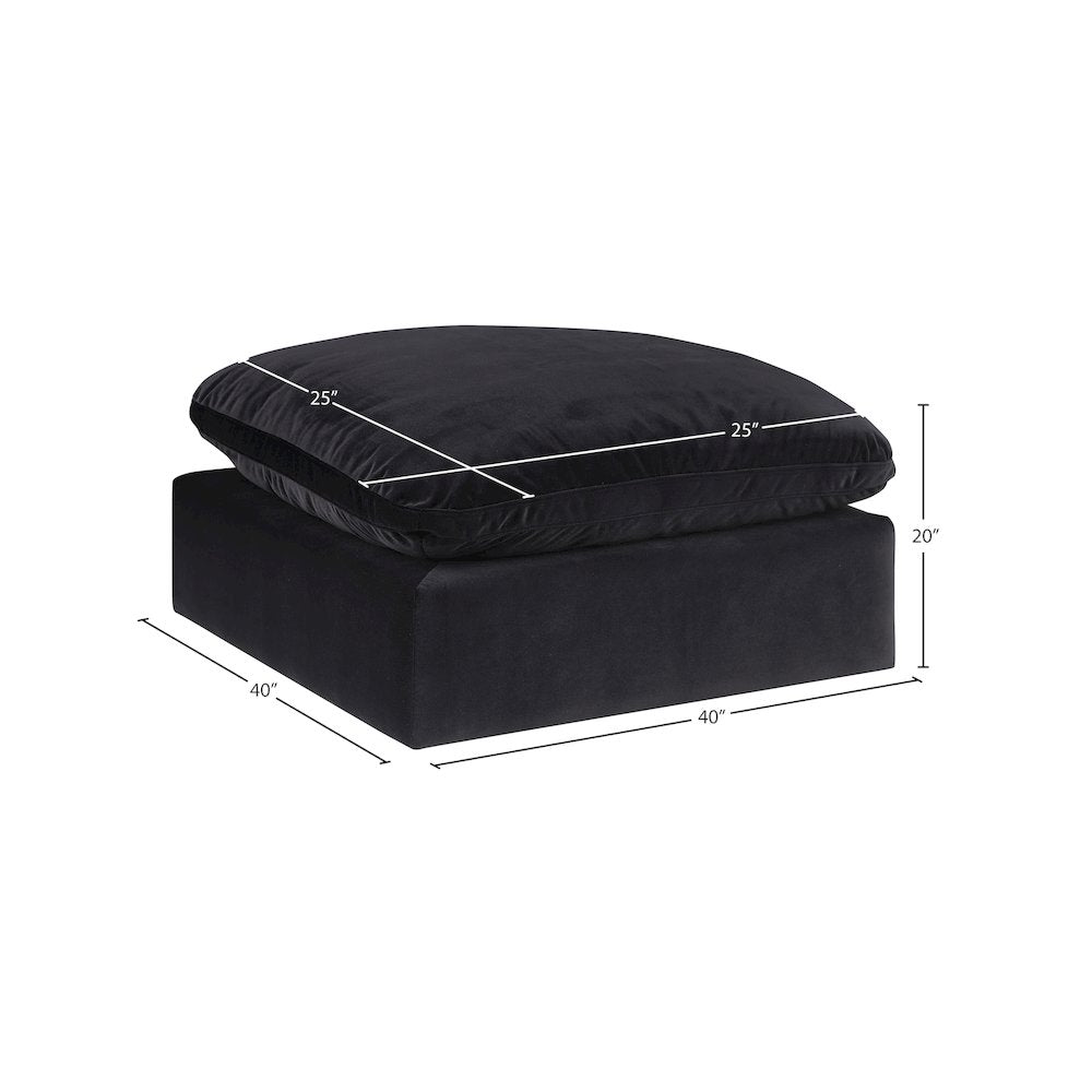 Comfy Black Velvet Modular Ottoman