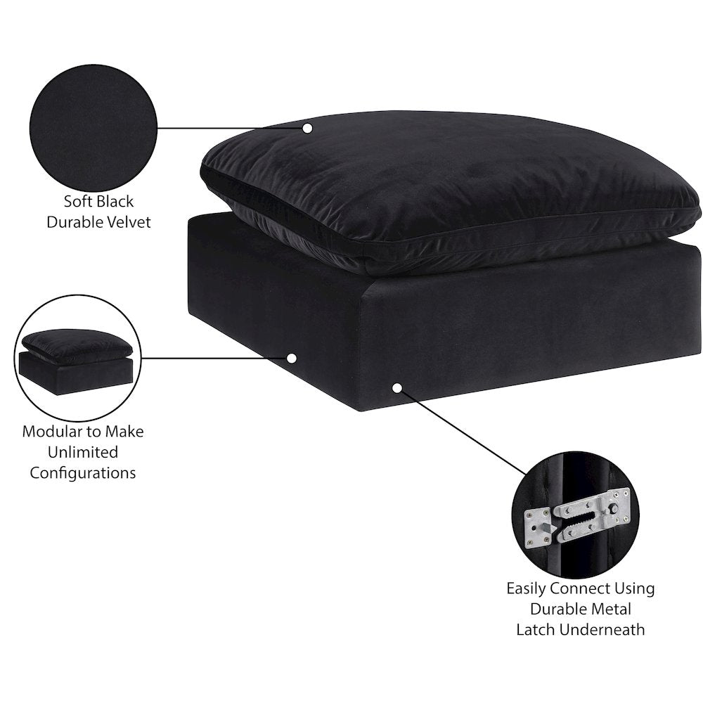 Comfy Black Velvet Modular Ottoman
