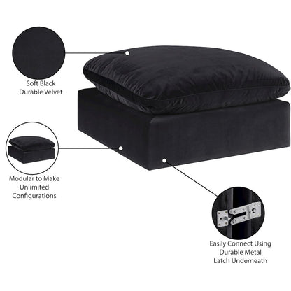 Comfy Black Velvet Modular Ottoman