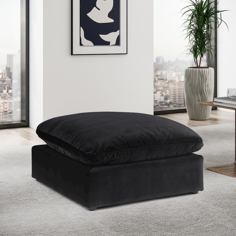 Comfy Black Velvet Modular Ottoman