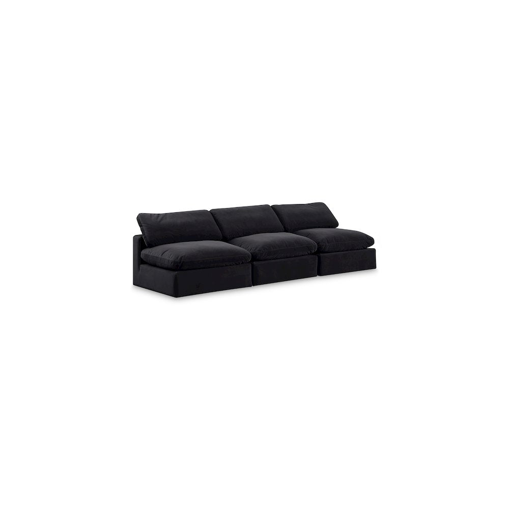Comfy Black Velvet Modular Sofa