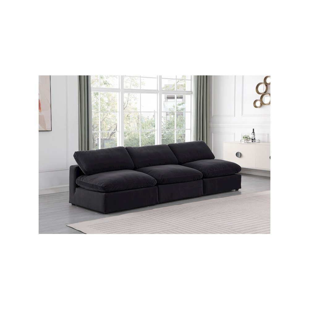 Comfy Black Velvet Modular Sofa
