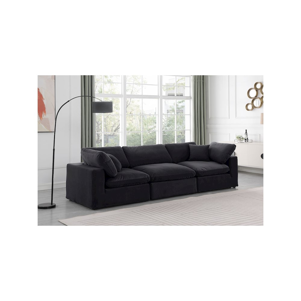 Comfy Black Velvet Modular Sofa