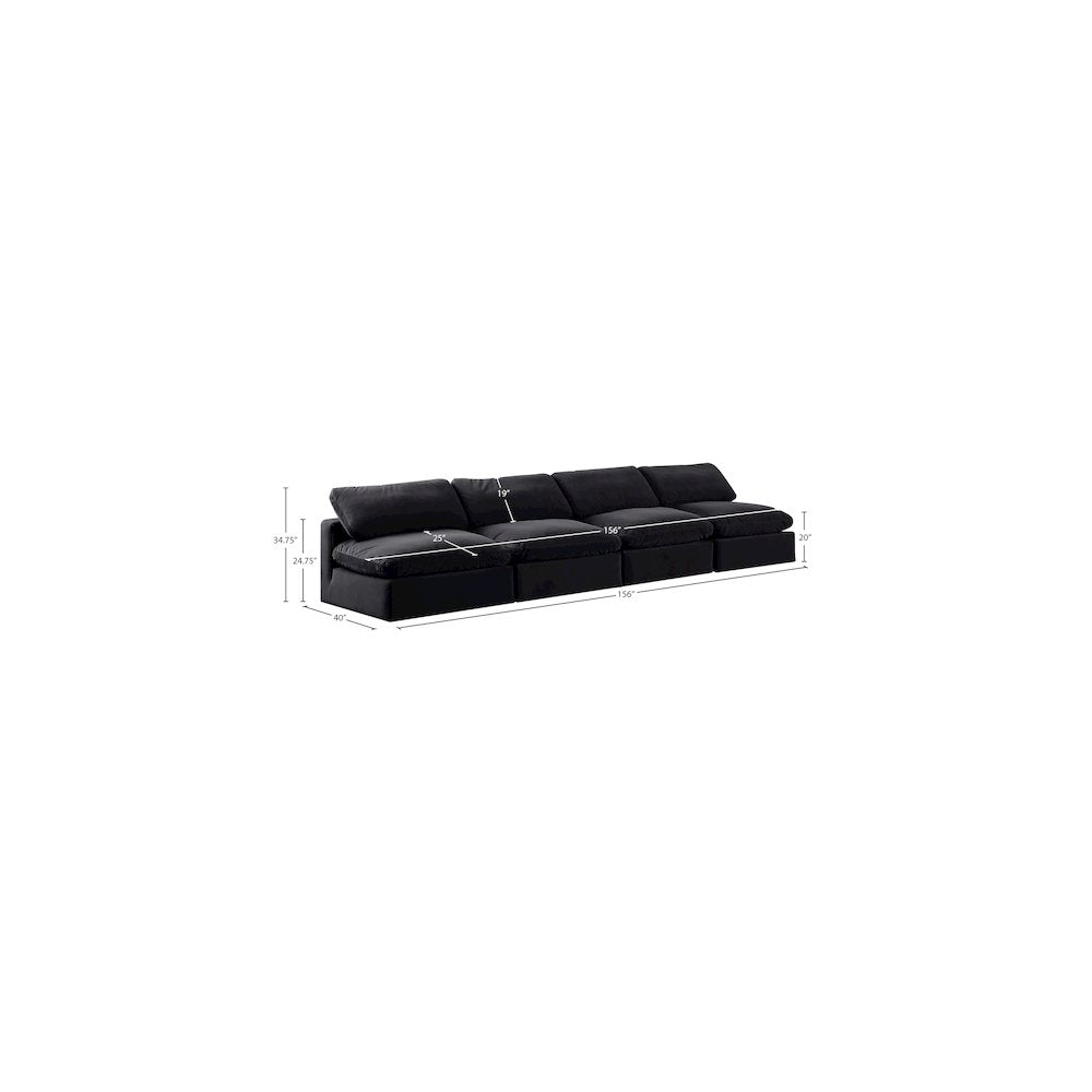 Comfy Black Velvet Modular Sofa