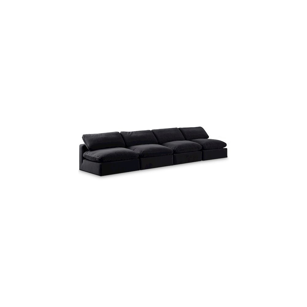 Comfy Black Velvet Modular Sofa