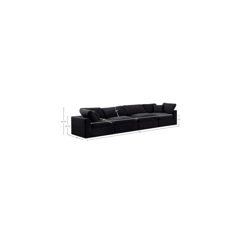 Comfy Black Velvet Modular Sofa
