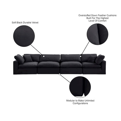 Comfy Black Velvet Modular Sofa