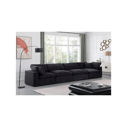 Comfy Black Velvet Modular Sofa