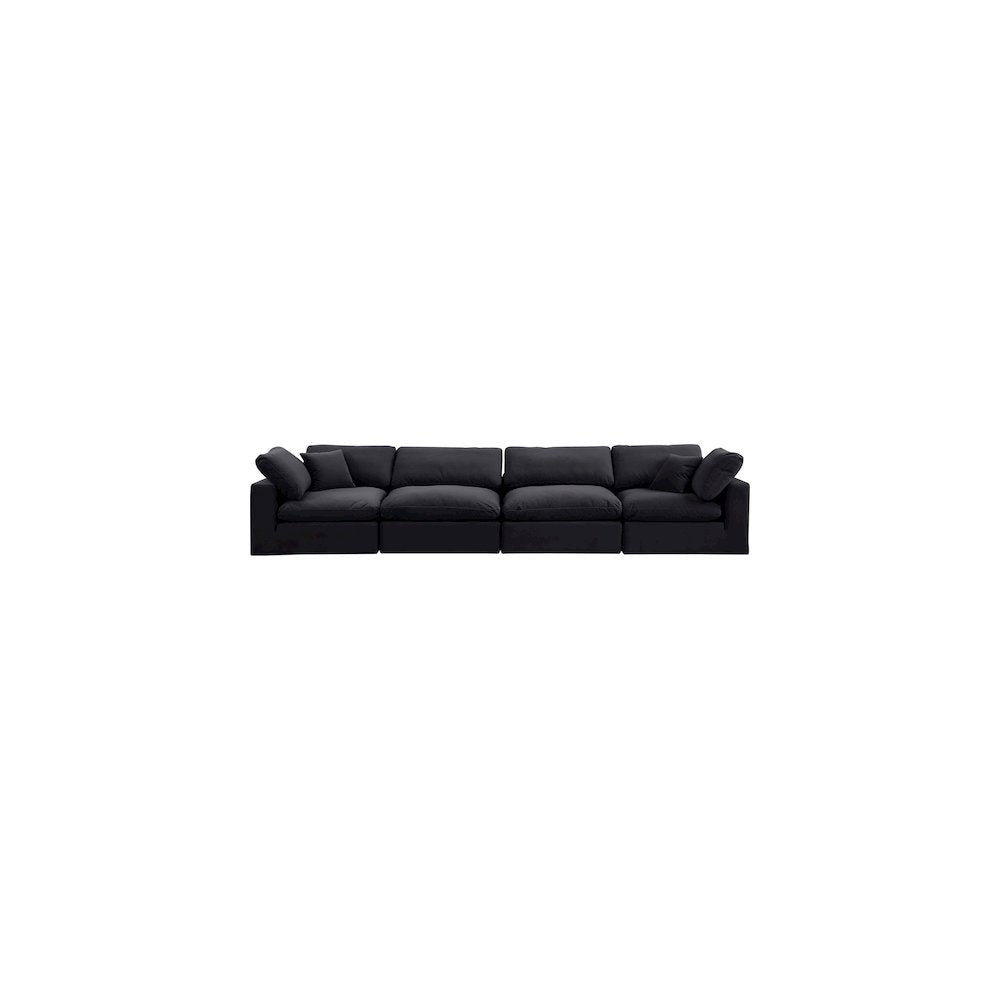 Comfy Black Velvet Modular Sofa