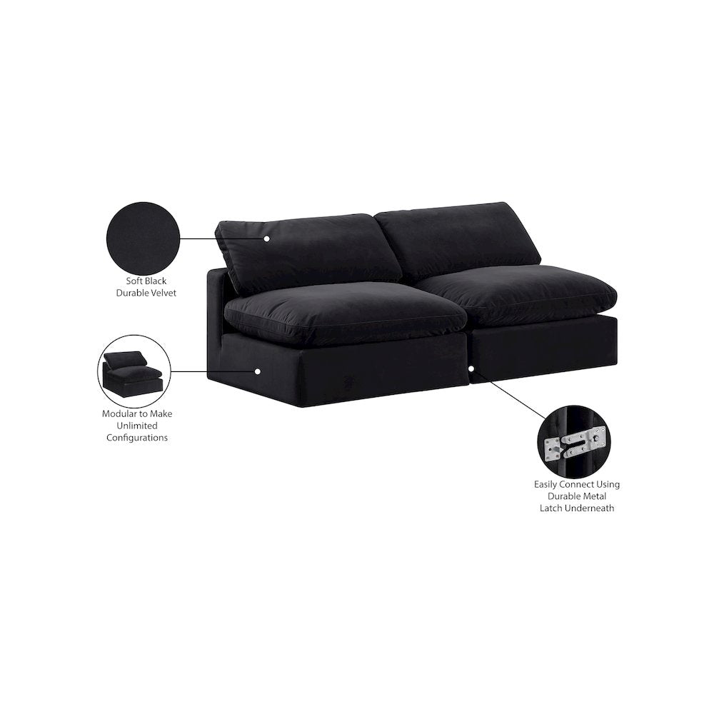Comfy Black Velvet Modular Sofa