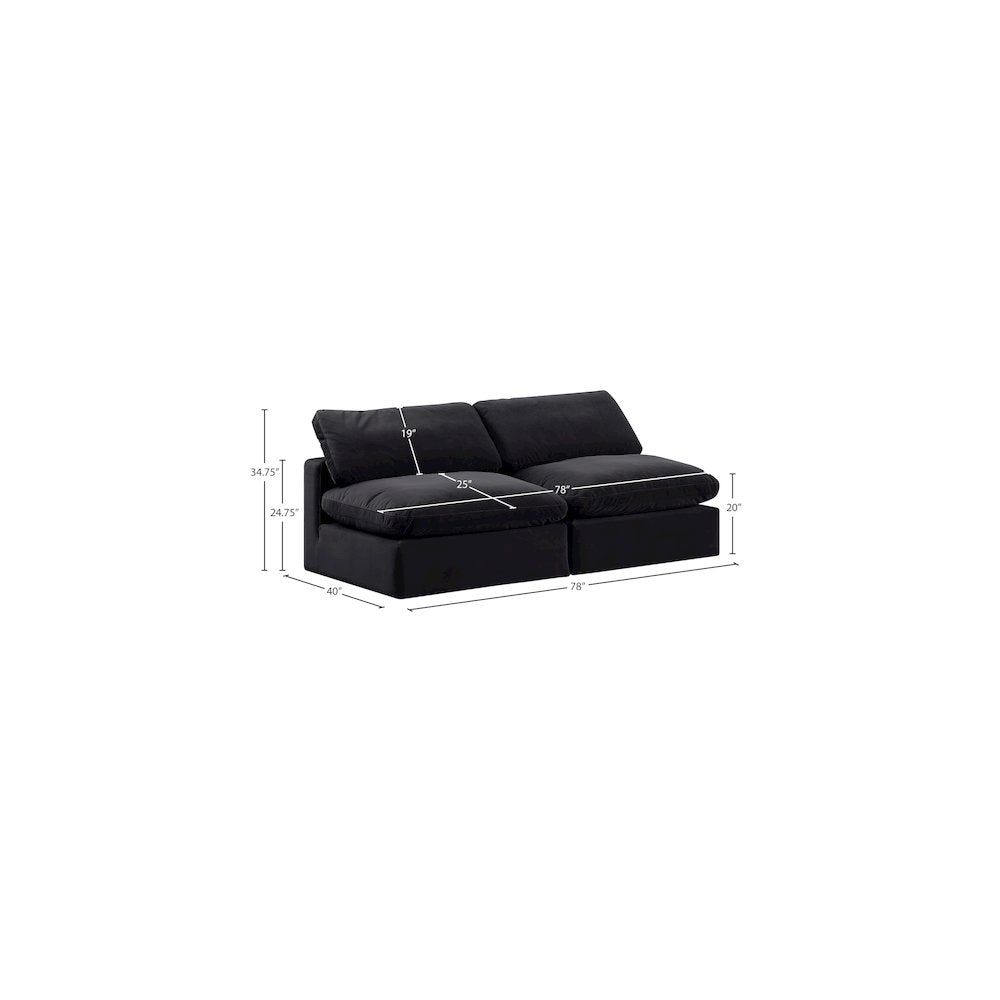 Comfy Black Velvet Modular Sofa