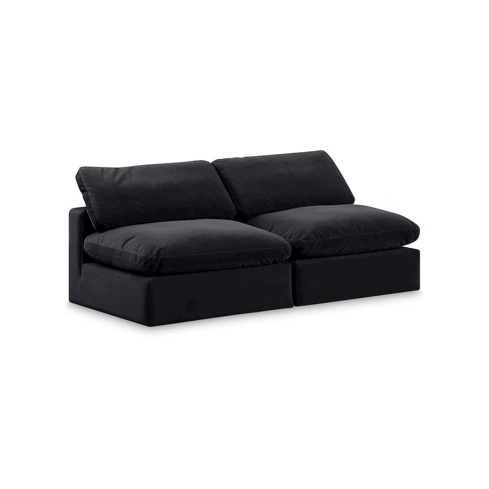 Comfy Black Velvet Modular Sofa
