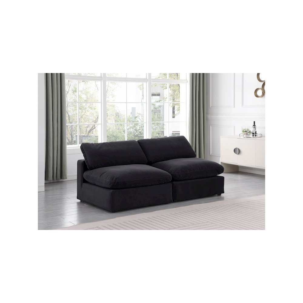 Comfy Black Velvet Modular Sofa