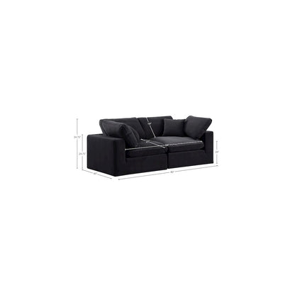 Comfy Black Velvet Modular Sofa