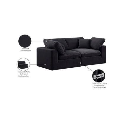 Comfy Black Velvet Modular Sofa