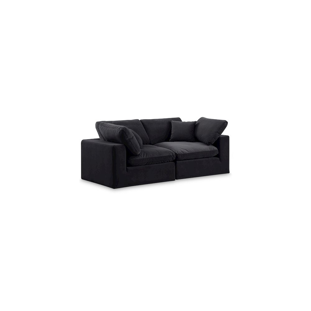 Comfy Black Velvet Modular Sofa