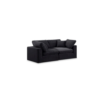 Comfy Black Velvet Modular Sofa