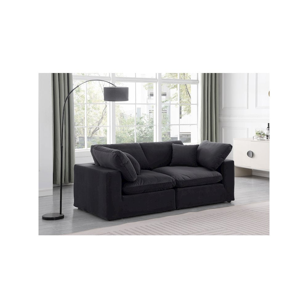 Comfy Black Velvet Modular Sofa