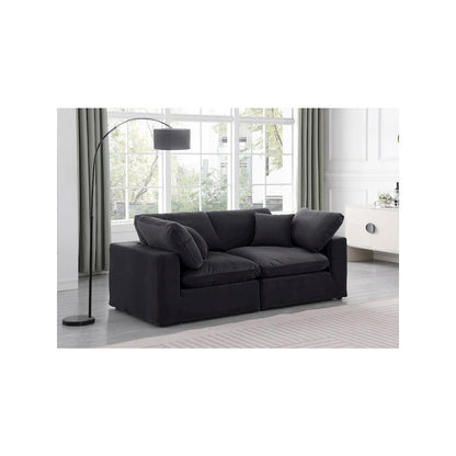 Comfy Black Velvet Modular Sofa
