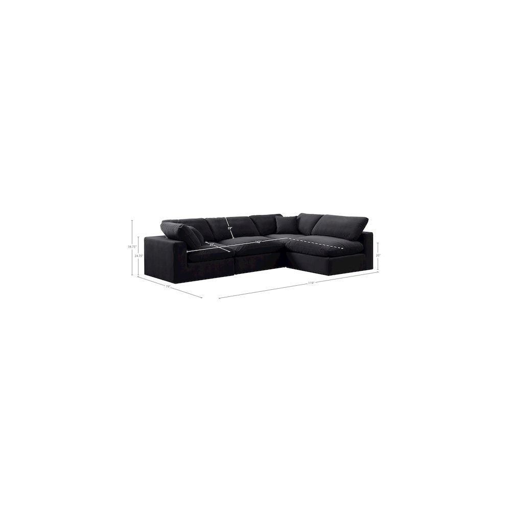 Comfy Black Velvet Modular Sectional