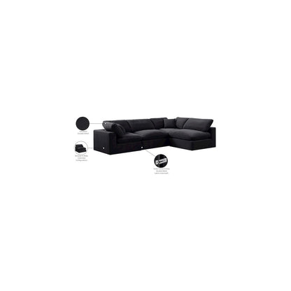 Comfy Black Velvet Modular Sectional