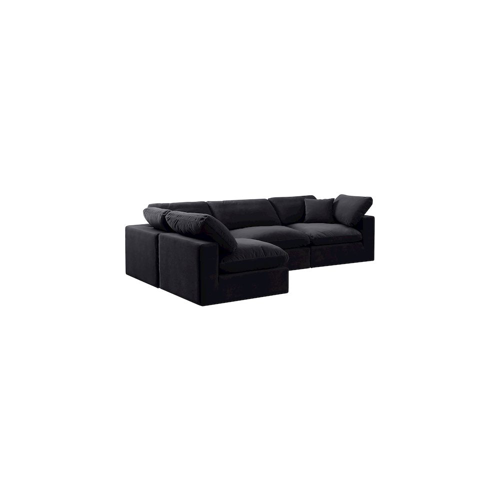 Comfy Black Velvet Modular Sectional