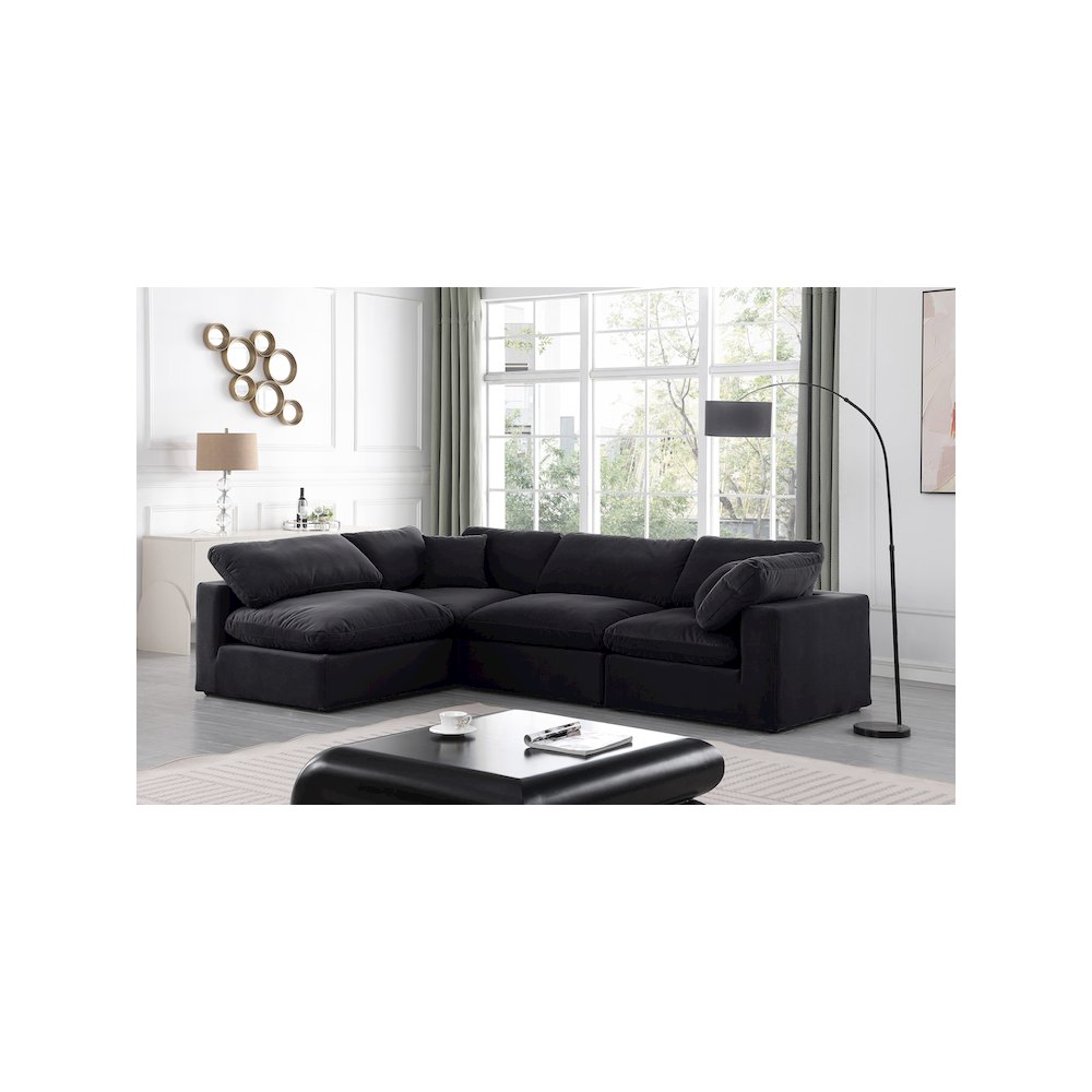 Comfy Black Velvet Modular Sectional