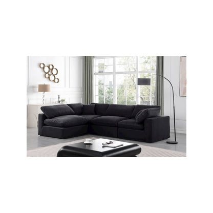 Comfy Black Velvet Modular Sectional