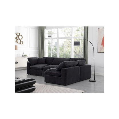 Comfy Black Velvet Modular Sectional