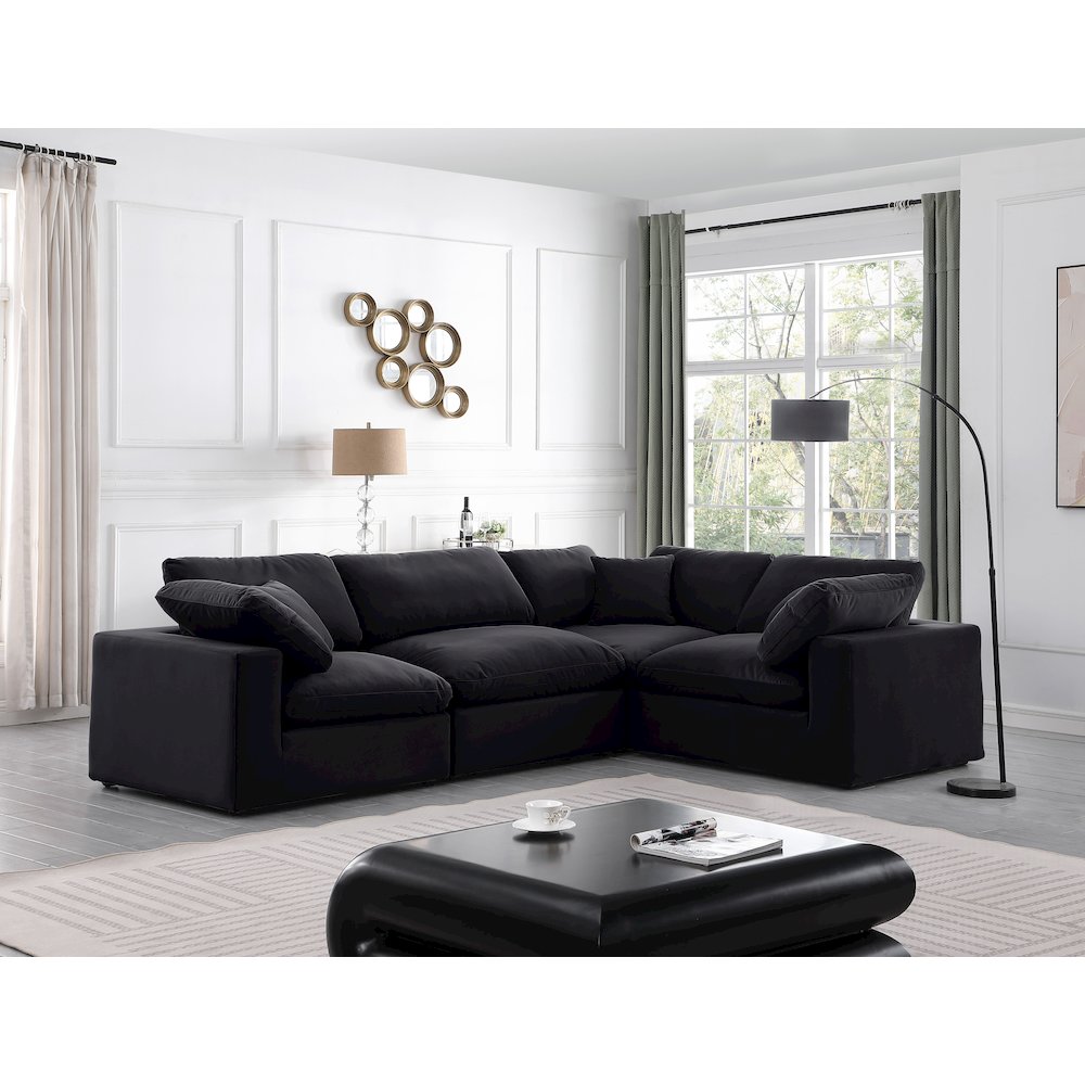 Comfy Black Velvet Modular Sectional