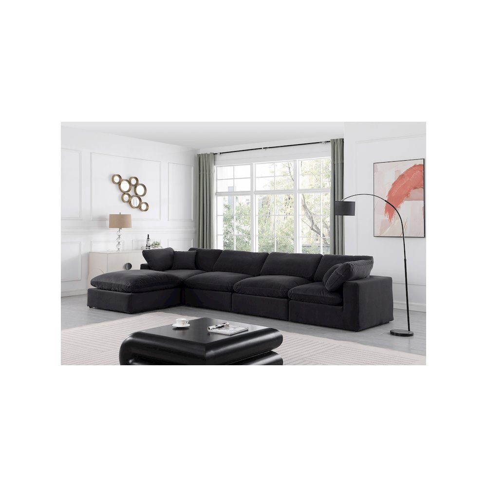 Comfy Black Velvet Modular Sectional