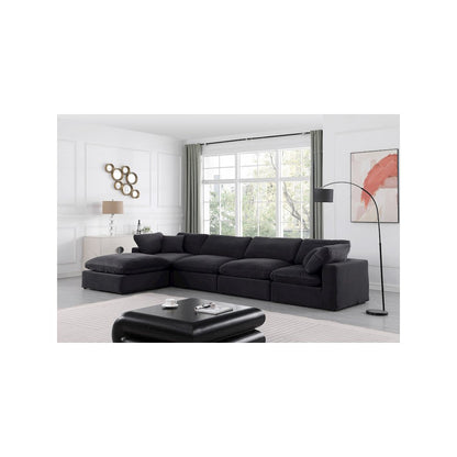 Comfy Black Velvet Modular Sectional