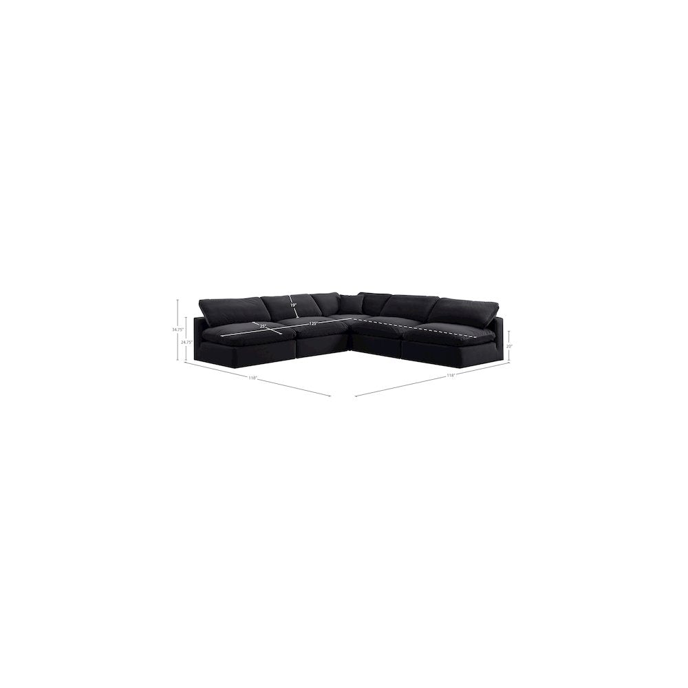 Comfy Black Velvet Modular Sectional