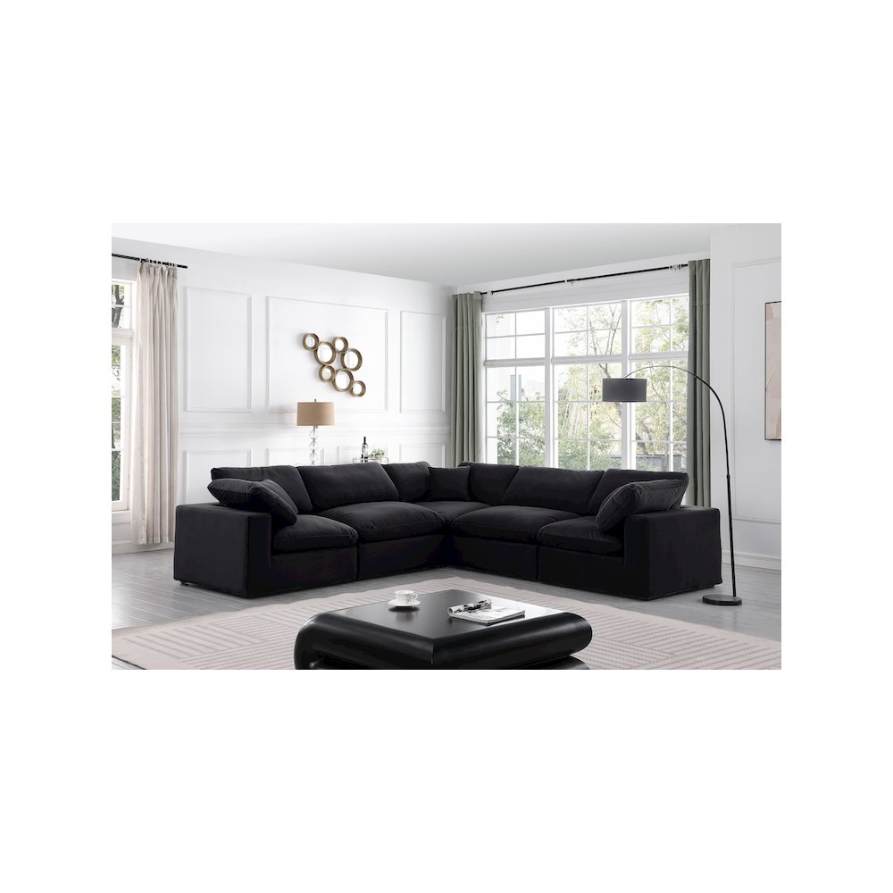 Comfy Black Velvet Modular Sectional