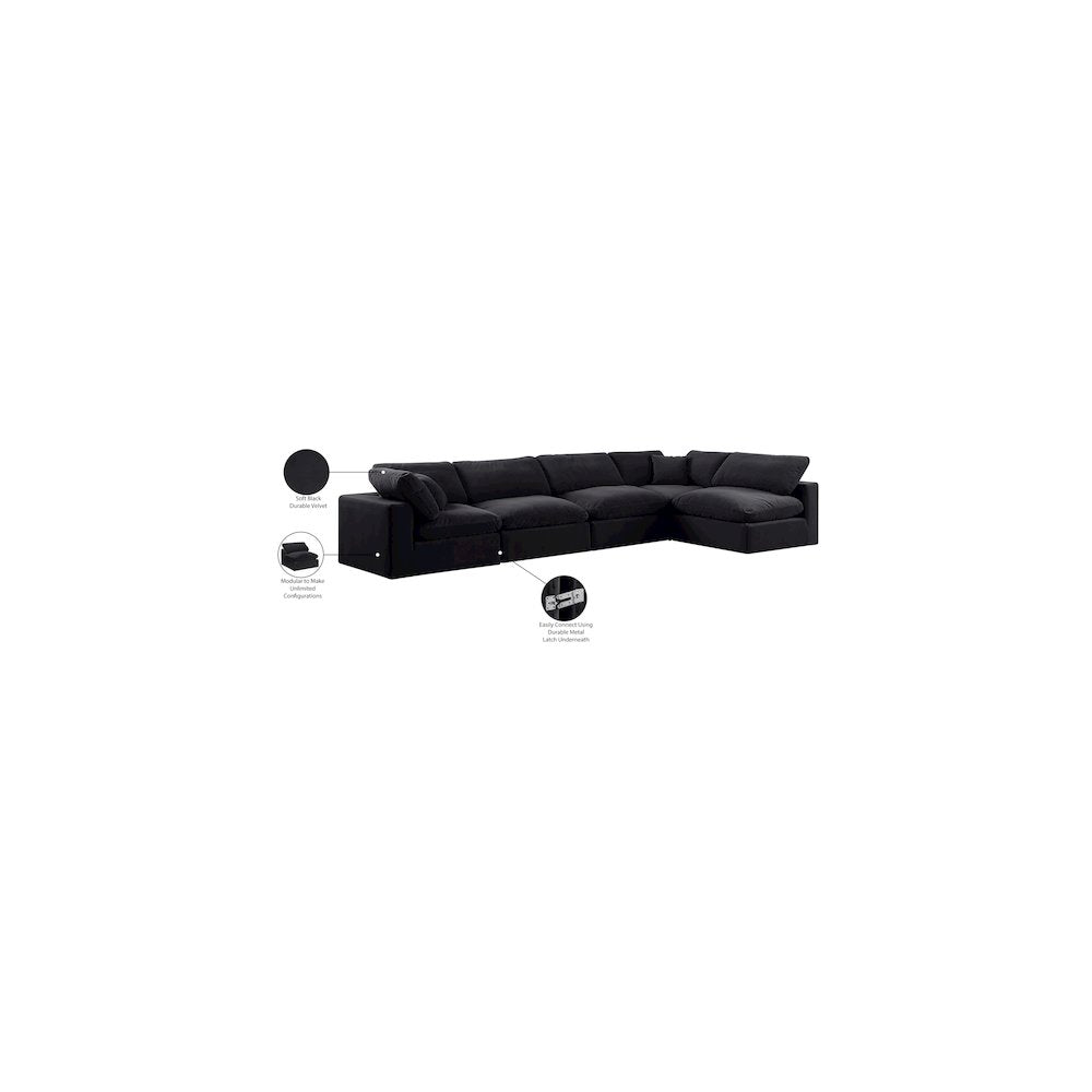 Comfy Black Velvet Modular Sectional