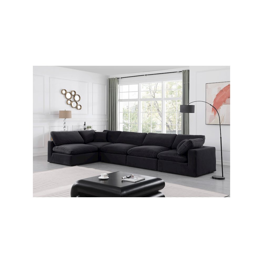 Comfy Black Velvet Modular Sectional