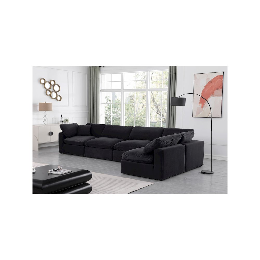 Comfy Black Velvet Modular Sectional