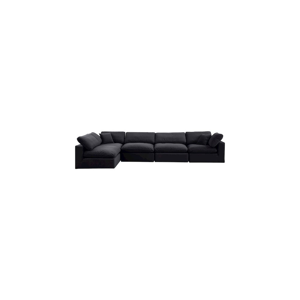 Comfy Black Velvet Modular Sectional
