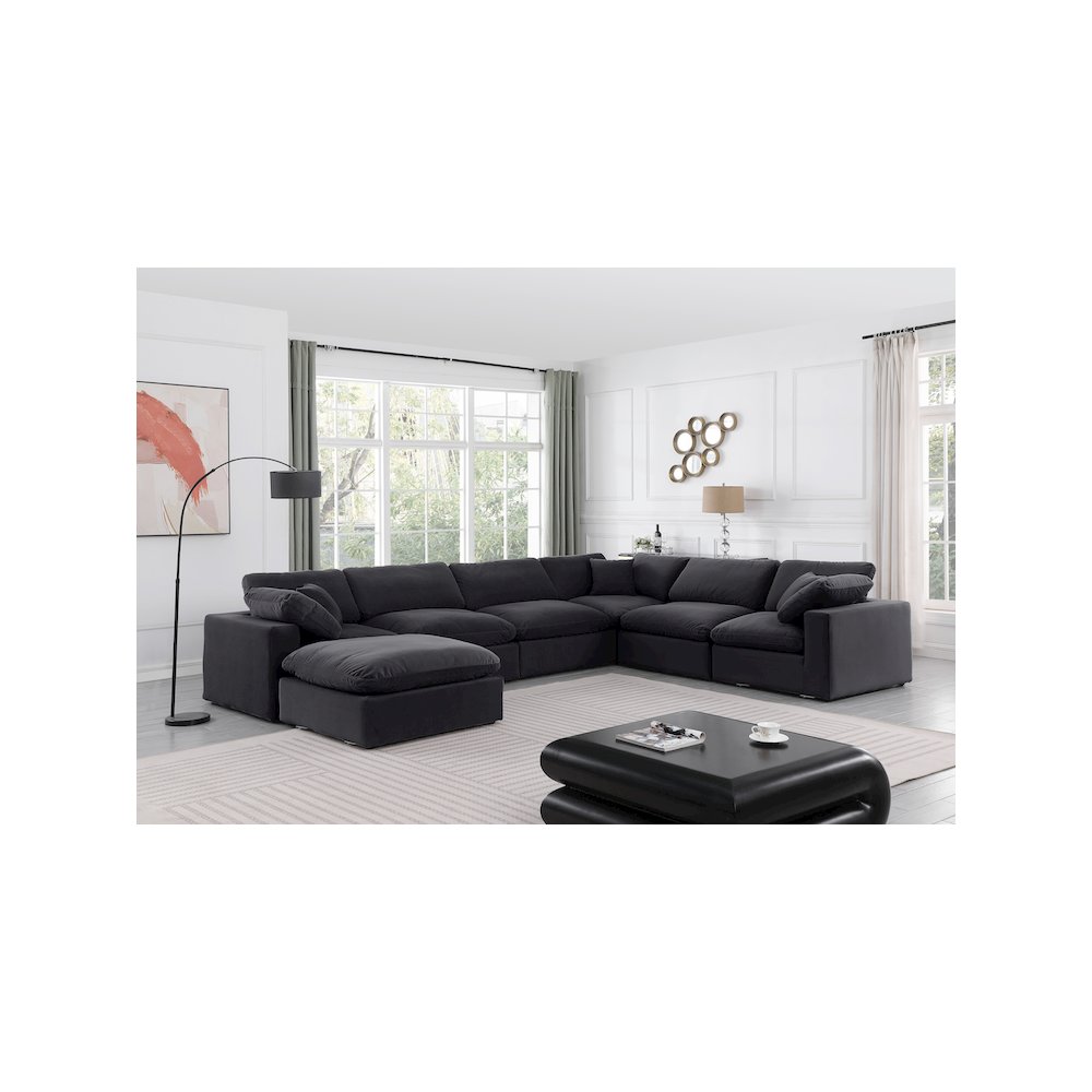 Comfy Black Velvet Modular Sectional