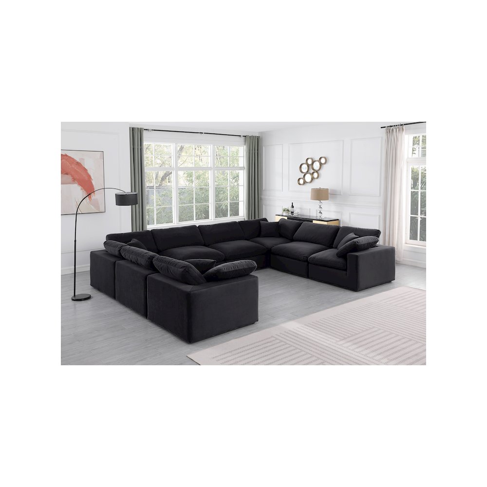 Comfy Black Velvet Modular Sectional