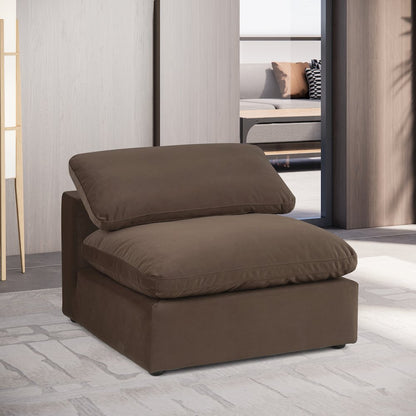 Comfy Brown Velvet Modular Armless Chair
