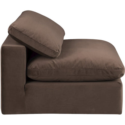 Comfy Brown Velvet Modular Armless Chair
